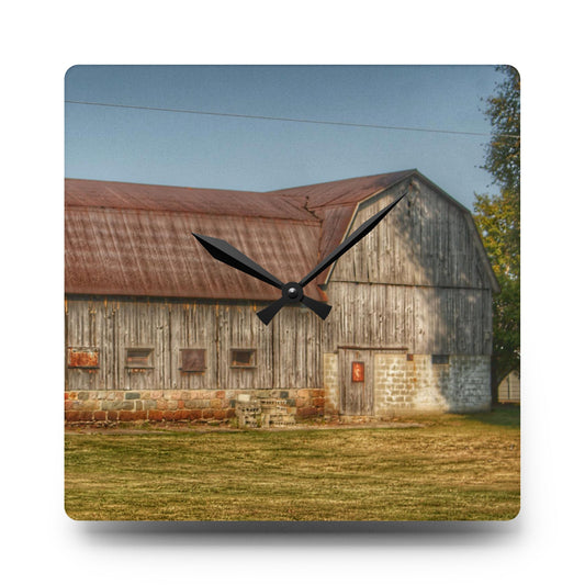 Irish Road Grey Rustic Farmhouse Acrylic Analog Wall Clock 10.75'' × 10.75'' (Square)