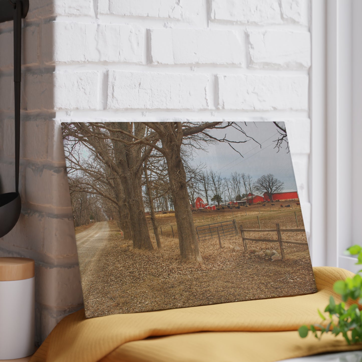 U R There Photography Wilder Road Cow Farm Rustic Farmhouse Tempered-Glass Cutting Board
