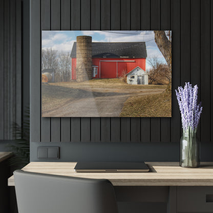 U R There Photography Mayville Road Red and Silo Rustic Farmhouse Acrylic Wall Print