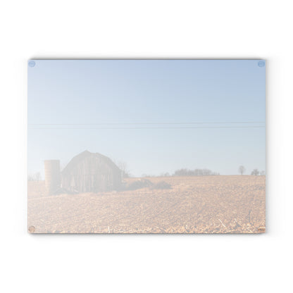 U R There Photography Hurd Corners Road Grey Rustic Farmhouse Tempered-Glass Cutting Board
