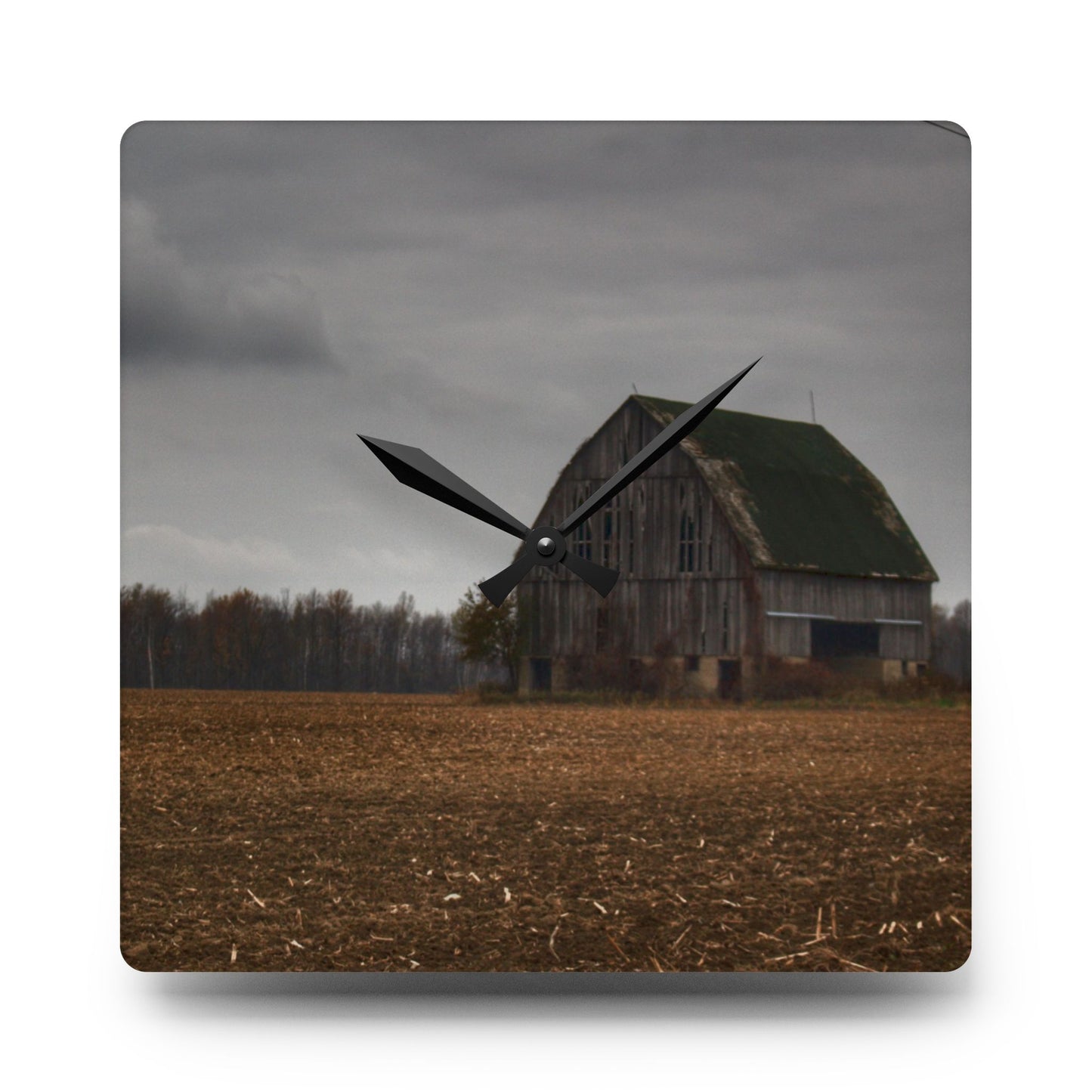 U R There Photography Stone Road Old Grey I Rustic Farmhouse Acrylic Analog Wall Clock