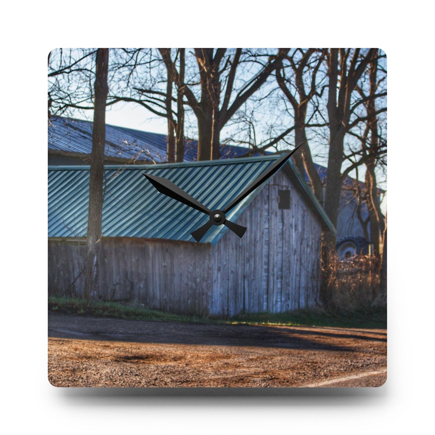 U R There Photography Baldwin Roadside Shack Rustic Farmhouse Acrylic Analog Wall Clock