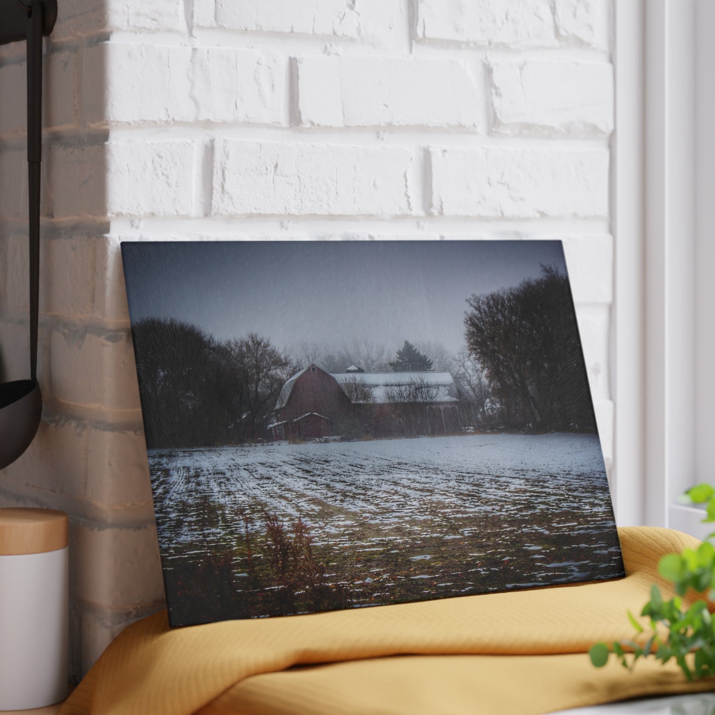 U R There Photography Holmes Road Red III Rustic Farmhouse Tempered-Glass Cutting Board