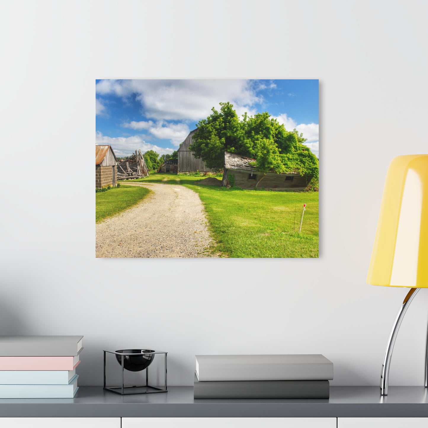U R There Photography Brown City Road Barn and Buddy II Rustic Farmhouse Acrylic Wall Print