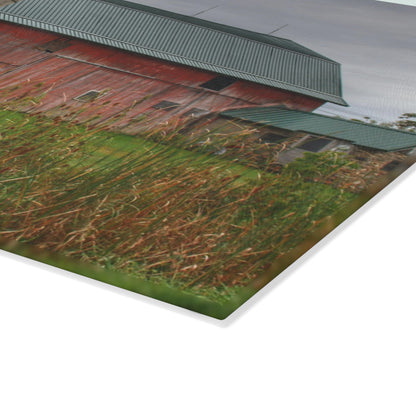 U R There Photography Plumb Creek Road Red II Rustic Farmhouse Tempered-Glass Cutting Board