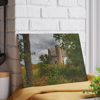 U R There Photography Hill Road Roadside Grey III Rustic Farmhouse Tempered-Glass Cutting Board