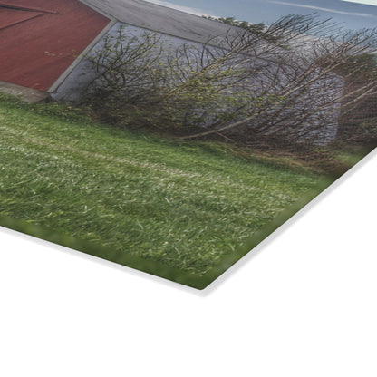 U R There Photography Piersonville Road Red Quonset Rustic Farmhouse Tempered-Glass Cutting Board