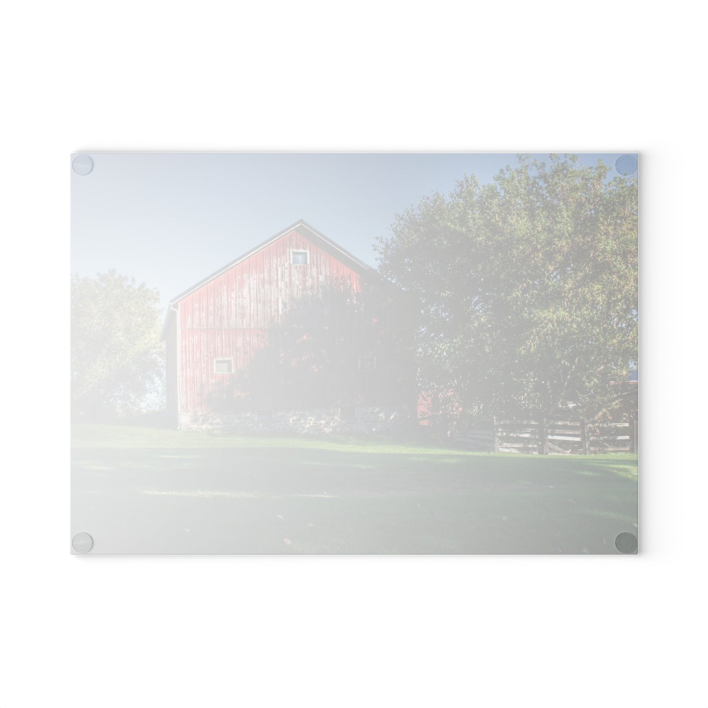 U R There Photography Five Lakes Red III Rustic Farmhouse Tempered-Glass Cutting Board 8"x 11"