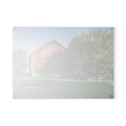 U R There Photography Five Lakes Red III Rustic Farmhouse Tempered-Glass Cutting Board 8"x 11"