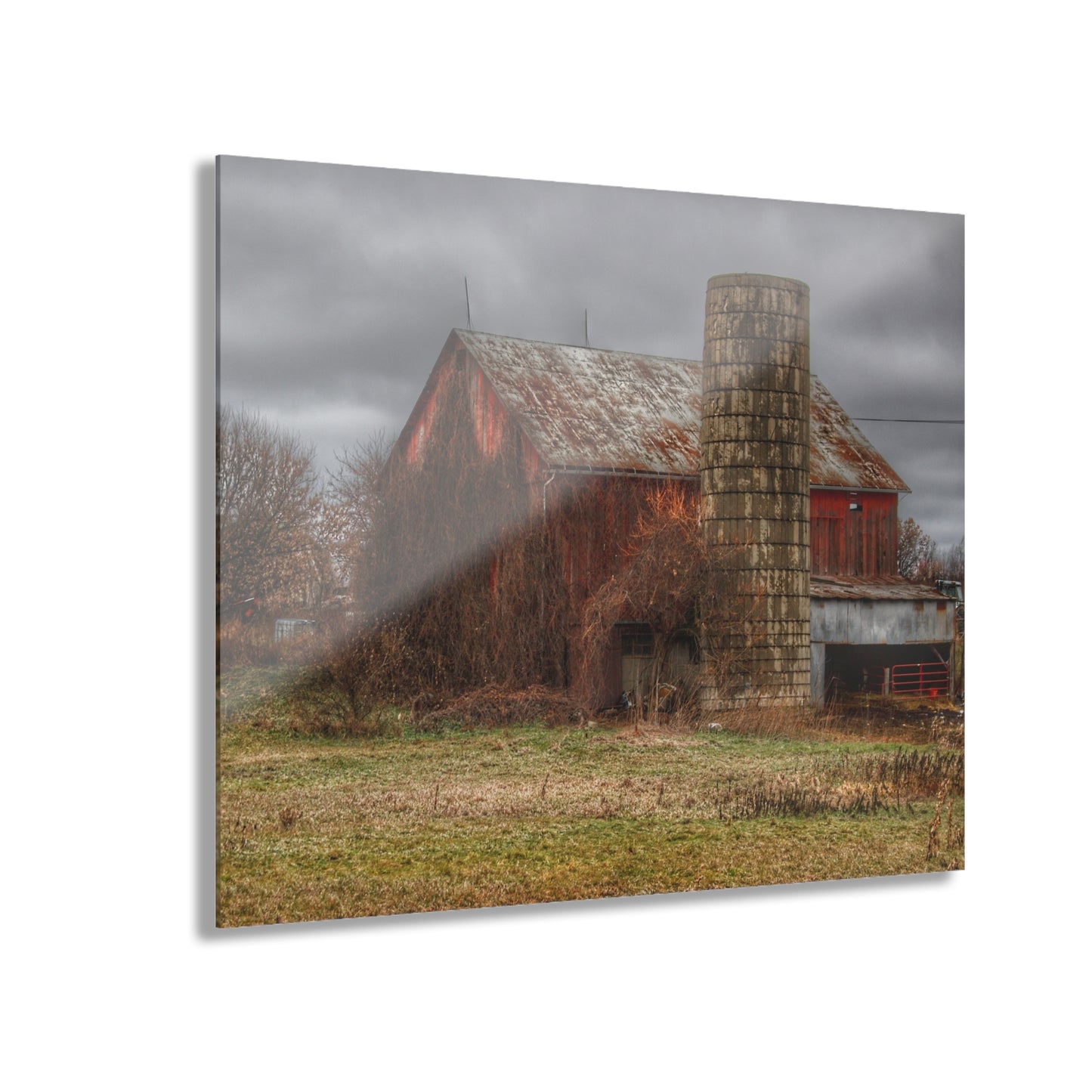U R There Photography Slattery Road Old Red and Silo I Rustic Farmhouse Acrylic Wall Print