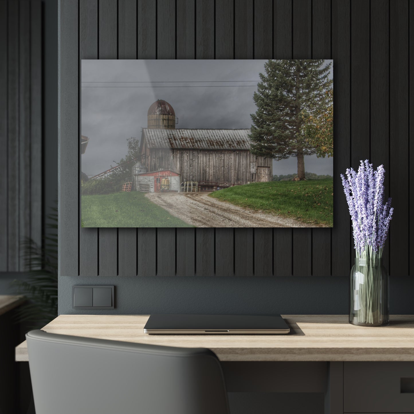 U R There Photography North Lake Road Grey Rustic Farmhouse Acrylic Wall Print