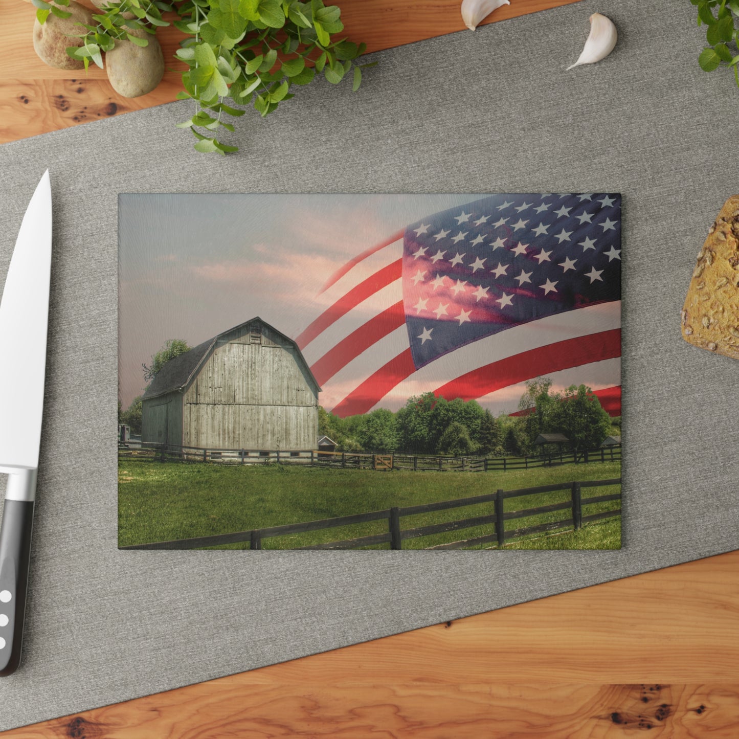 U R There Photography An American Farm II Rustic Farmhouse Tempered-Glass Cutting Board