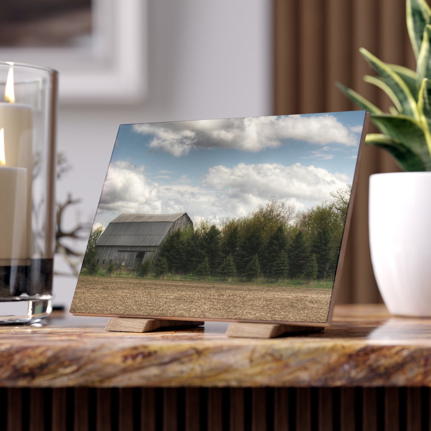 U R There Photography Sandusky Grey in the Pines Rustic Farmhouse Decorative Ceramic Tile