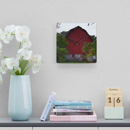 U R There Photography Brown Road Hidden Red II Rustic Farmhouse Acrylic Analog Wall Clock