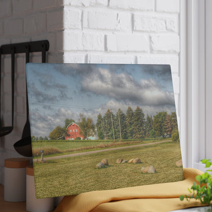 U R There Photography Across the Road Rustic Farmhouse Tempered-Glass Cutting Board