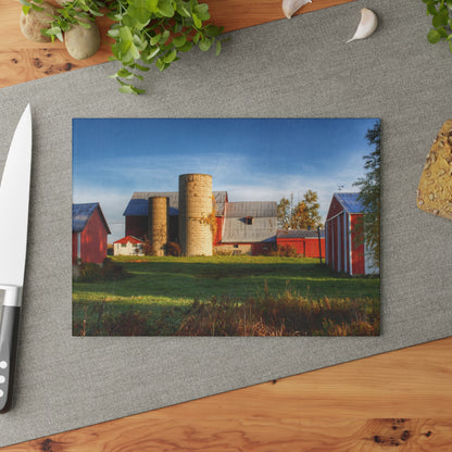 U R There Photography Maynard Road Reds Rustic Farmhouse Tempered-Glass Cutting Board
