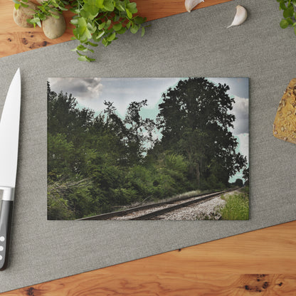 U R There Photography Michigan Rails Rustic Farmhouse Tempered-Glass Cutting Board