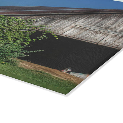 U R There Photography Grey Shack of Millington Rustic Farmhouse Tempered-Glass Cutting Board