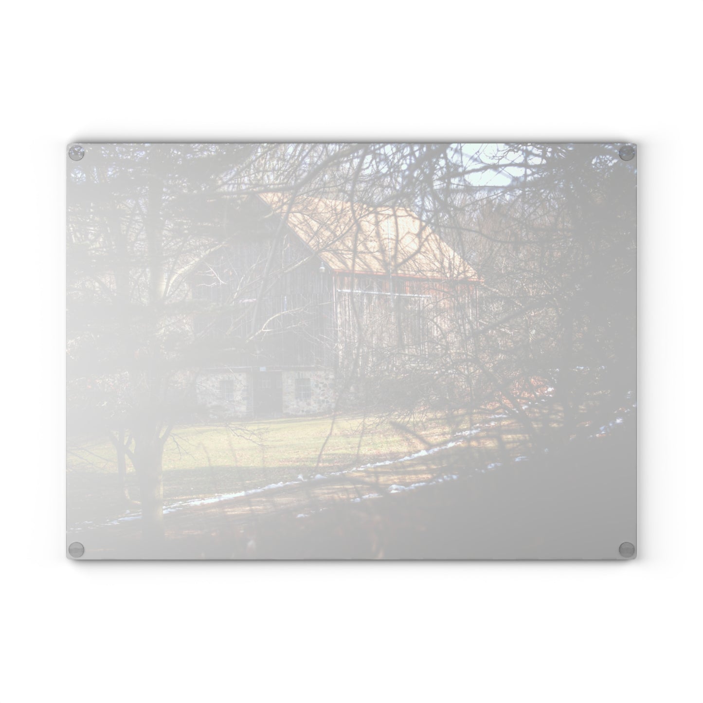 U R There Photography Newark Road Hidden Fieldstone Grey Rustic Farmhouse Tempered-Glass Cutting Board