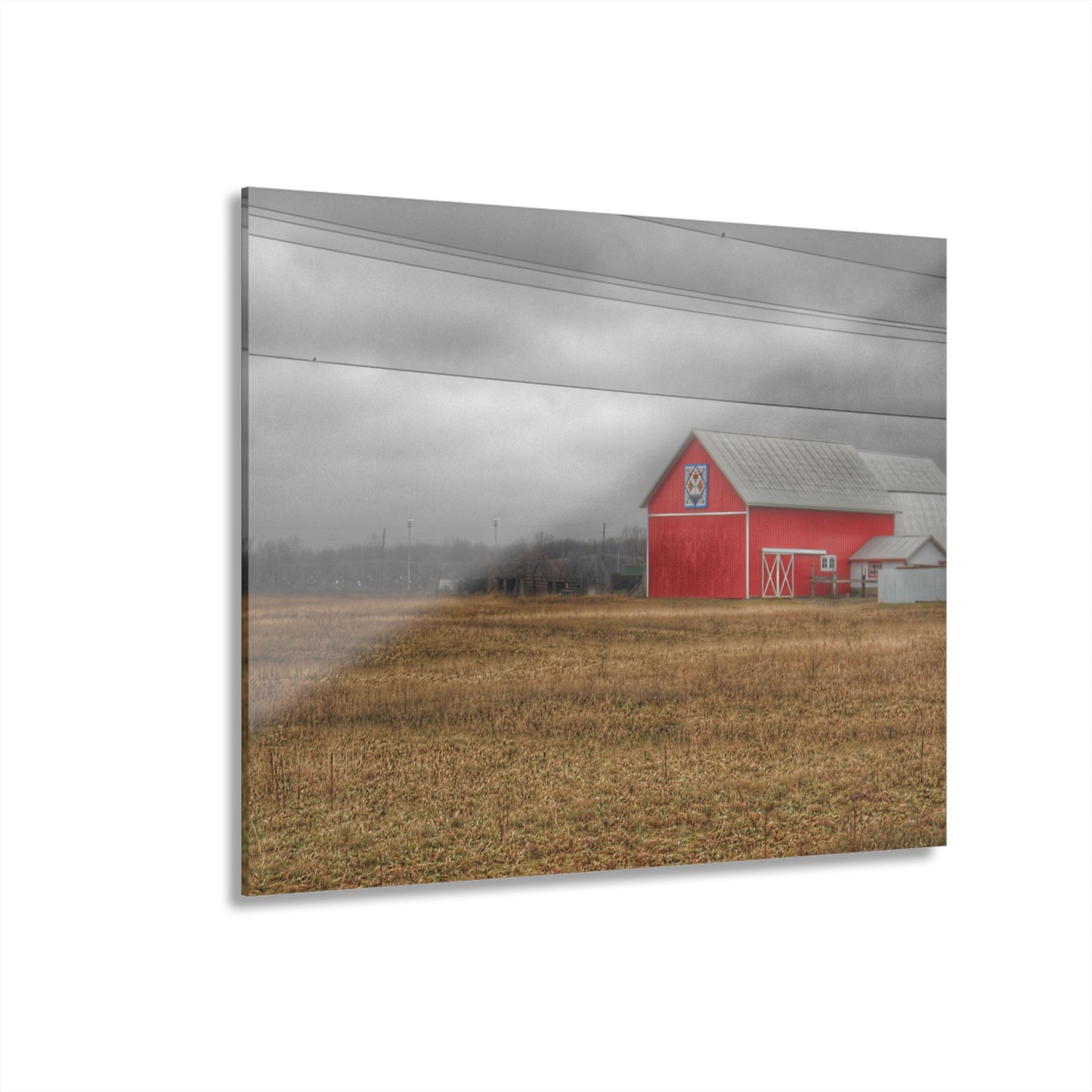 U R There Photography Barnes Road Quilted Red Rustic Farmhouse Acrylic Wall Print
