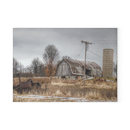 U R There Photography Norway Lake Road Grey Rustic Farmhouse Tempered-Glass Cutting Board