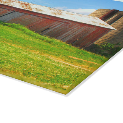 U R There Photography Marlette Red I Rustic Farmhouse Tempered-Glass Cutting Board