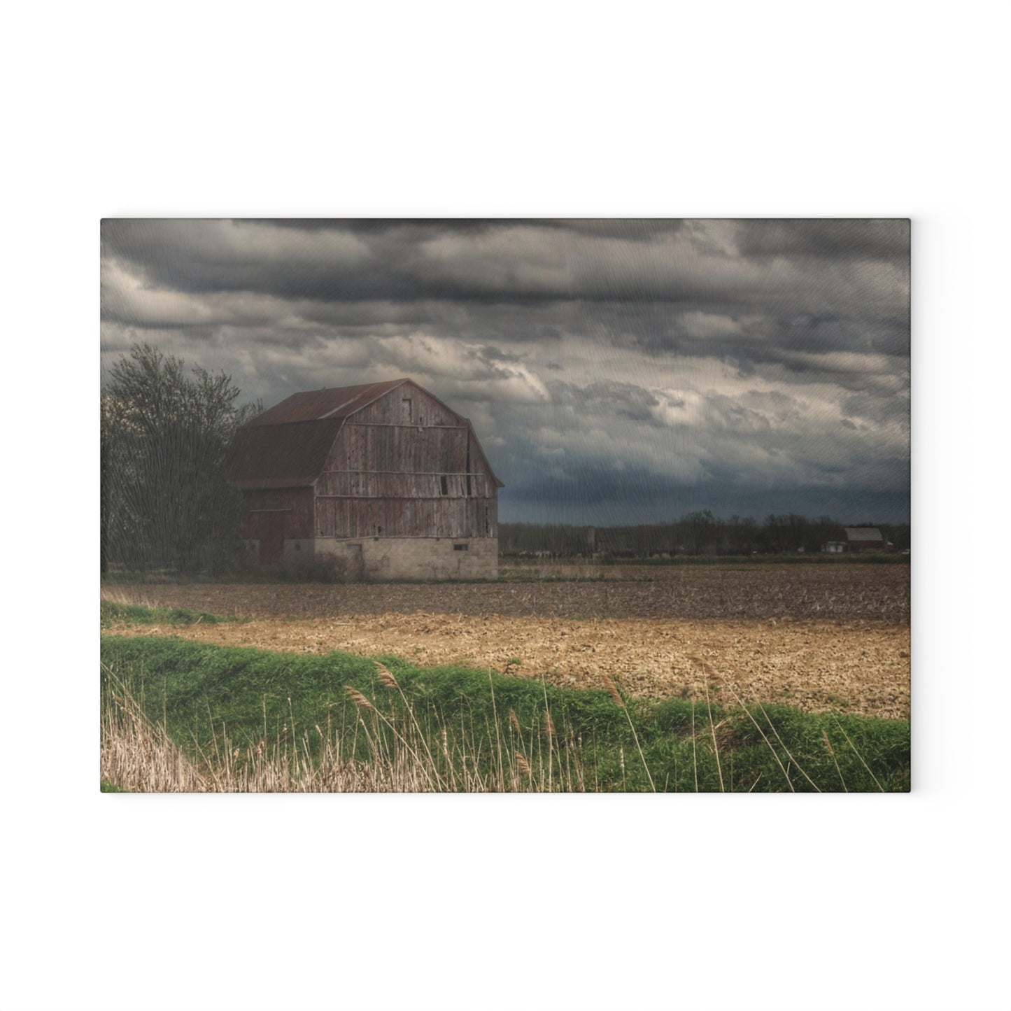 U R There Photography Sandusky Grey I Rustic Farmhouse Tempered-Glass Cutting Board