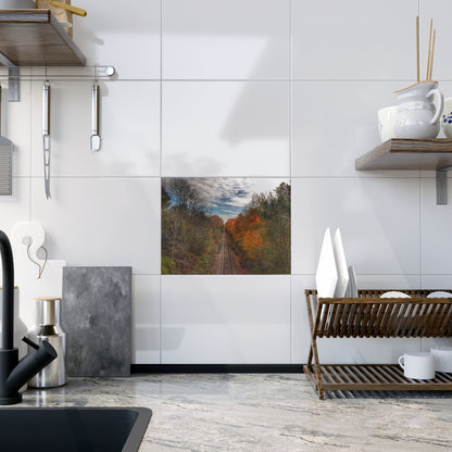 U R There Photography Above the Tracks in Vassar Rustic Farmhouse Decorative Ceramic Tile