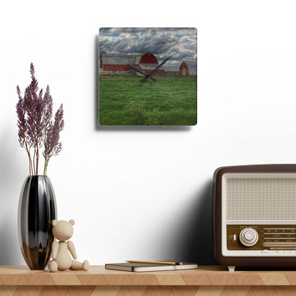 U R There Photography North Sandusky Reds Rustic Farmhouse Acrylic Analog Wall Clock