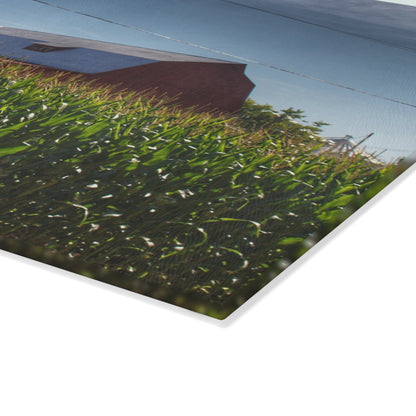 U R There Photography Above the Corn on Tuscola Road Rustic Farmhouse Tempered-Glass Cutting Board