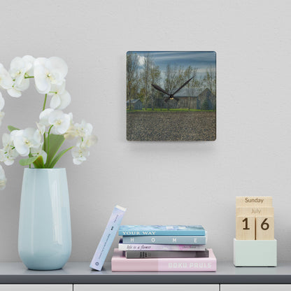 U R There Photography Dehmel Road Farm II Rustic Farmhouse Acrylic Analog Wall Clock