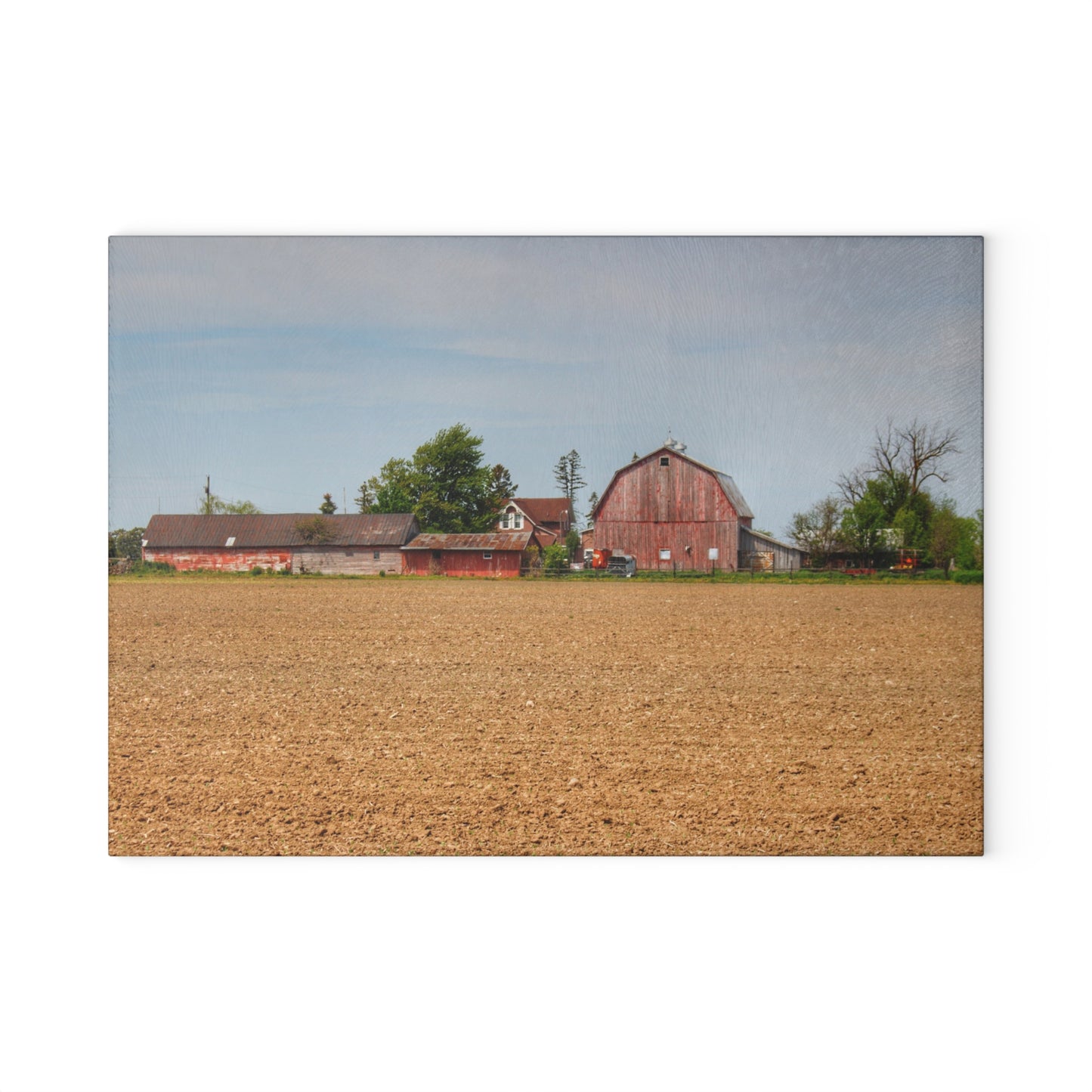 U R There Photography Volz Road Reds Rustic Farmhouse Tempered-Glass Cutting Board