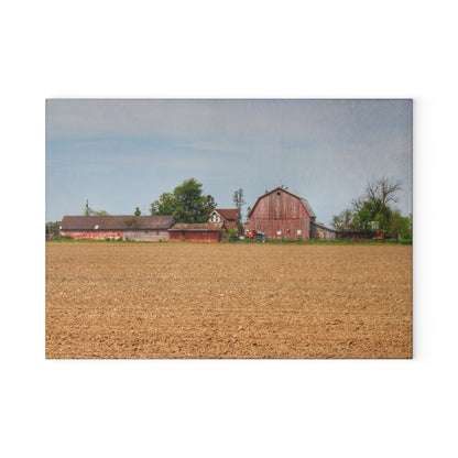 U R There Photography Volz Road Reds Rustic Farmhouse Tempered-Glass Cutting Board
