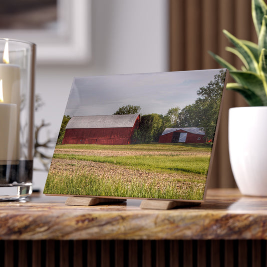 U R There Photography Catlin Road Reds Rustic Farmhouse Decorative Ceramic Tile