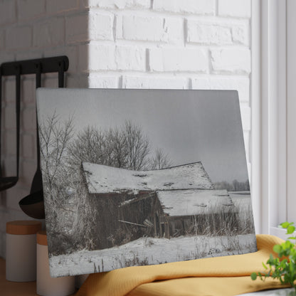 U R There Photography Grey Shacks of Mayville Rustic Farmhouse Tempered-Glass Cutting Board