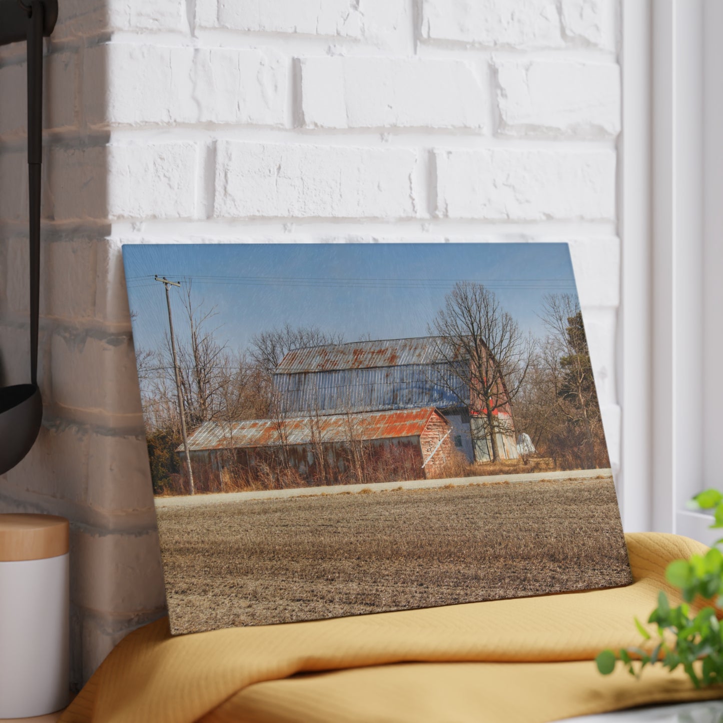 U R There Photography Indian Trail Rusted Reds I Rustic Farmhouse Tempered-Glass Cutting Board