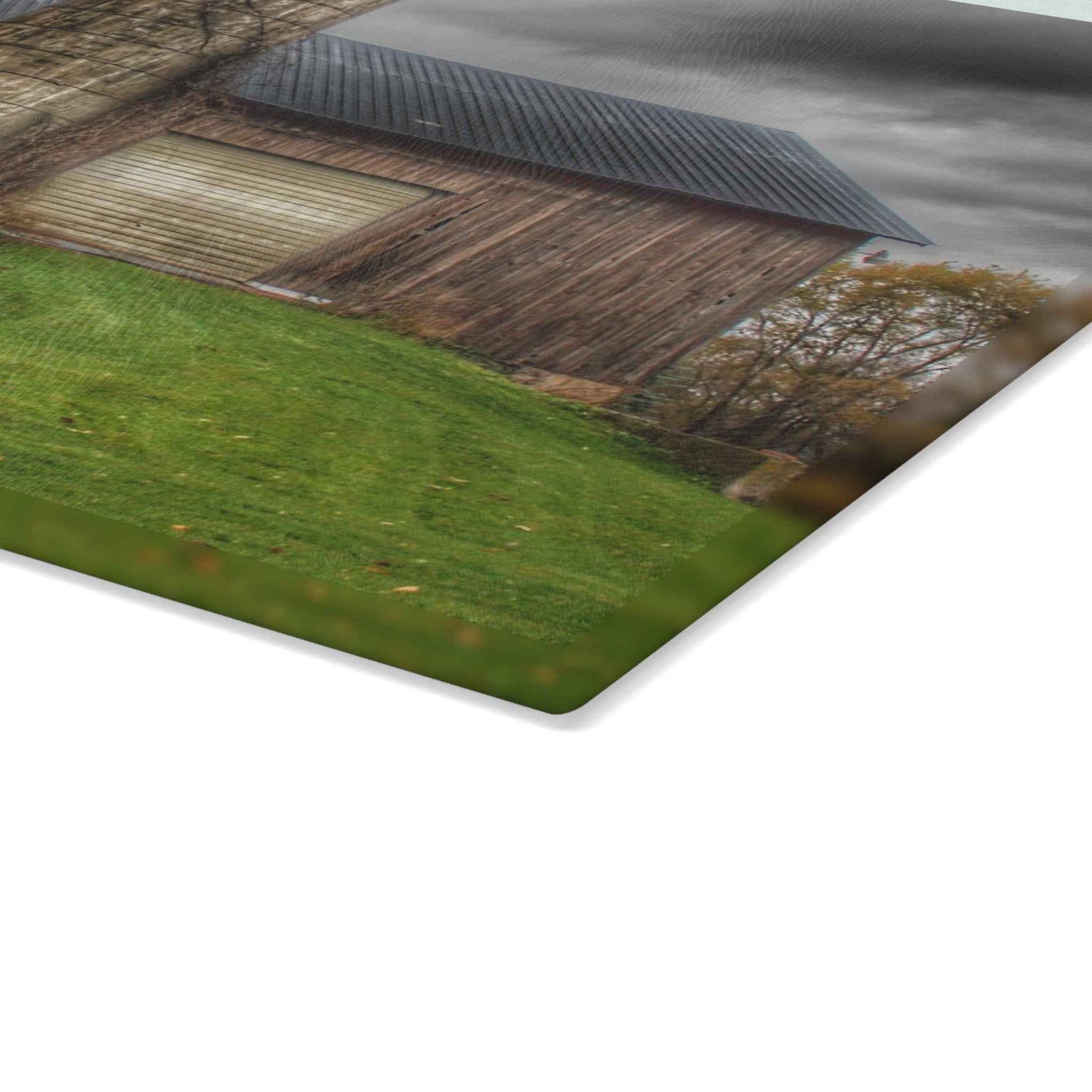 U R There Photography Gilford Grey I Rustic Farmhouse Tempered-Glass Cutting Board