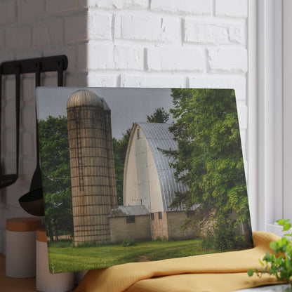 U R There Photography Carpenter Road White I Rustic Farmhouse Tempered-Glass Cutting Board