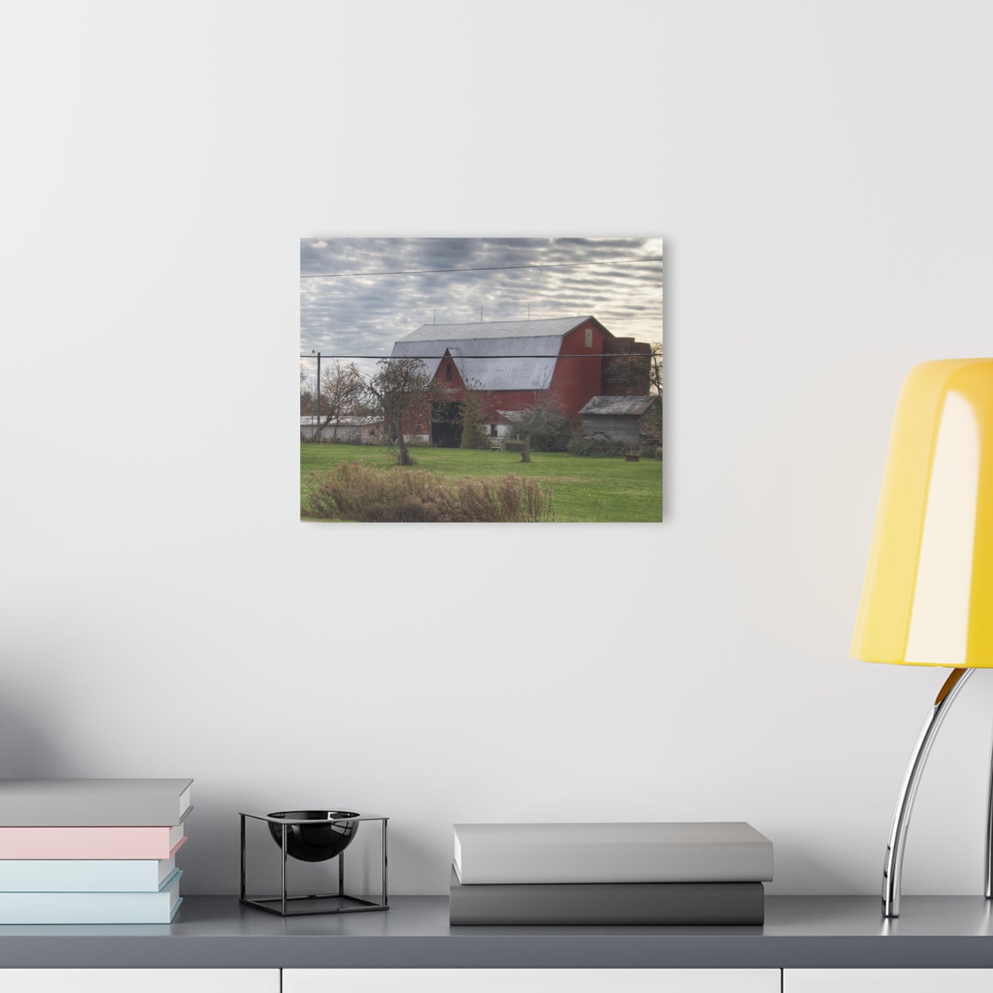 U R There Photography Dodge Road Red Rustic Farmhouse Acrylic Wall Print