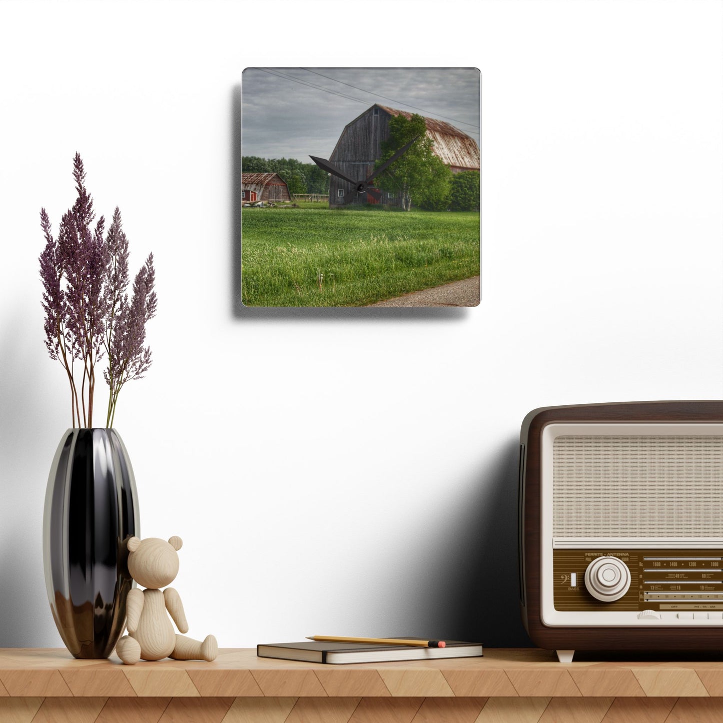 U R There Photography Barkley Road Trio Rustic Farmhouse Acrylic Analog Wall Clock