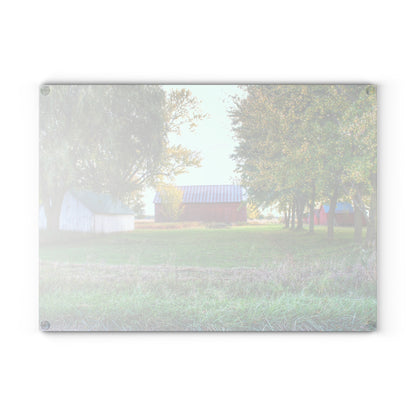 U R There Photography Wilcox Road Reds Rustic Farmhouse Tempered-Glass Cutting Board