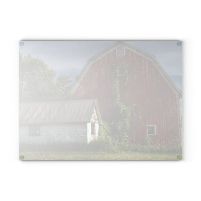 U R There Photography Stanley Road Red in Summer II Rustic Farmhouse Tempered-Glass Cutting Board