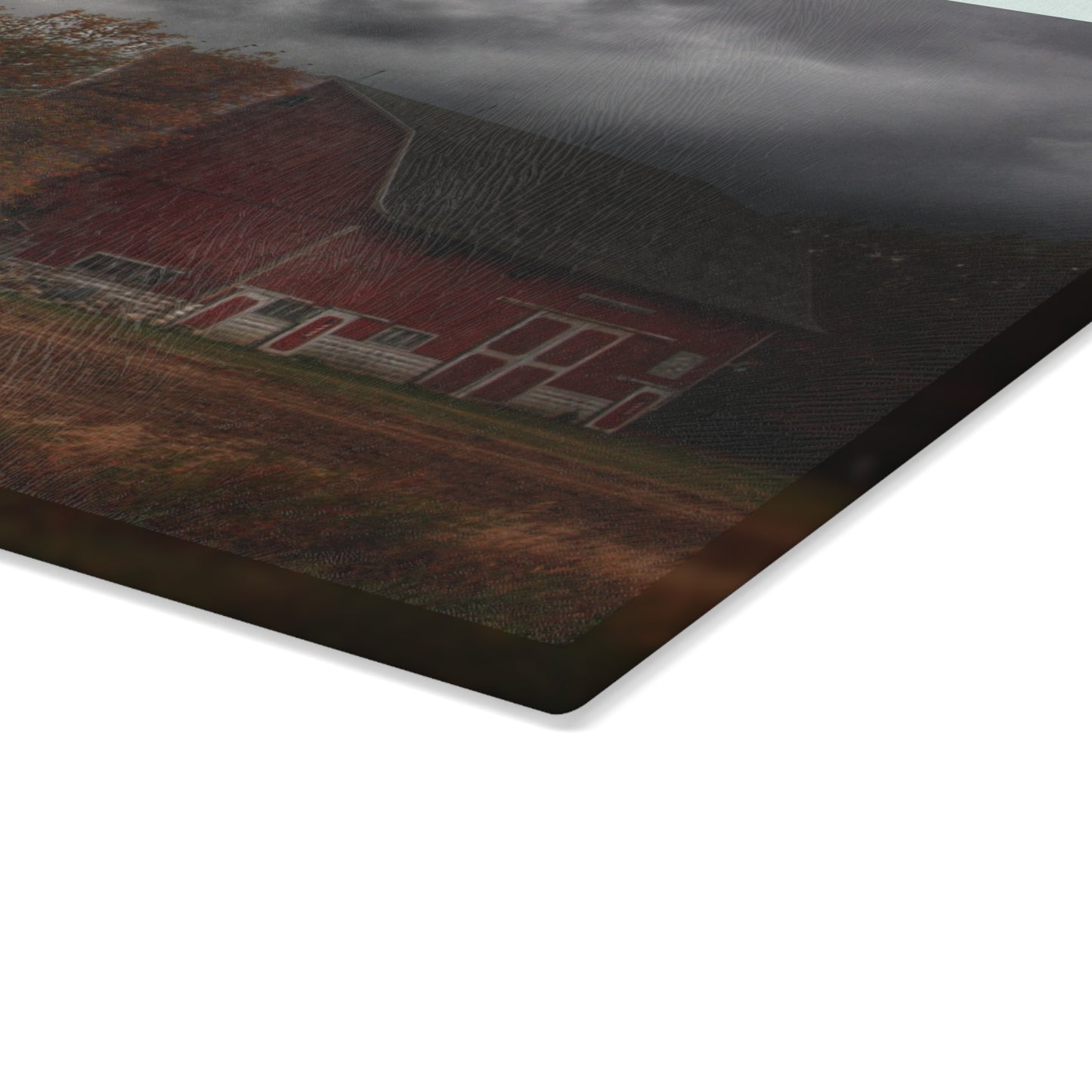 U R There Photography Hinson Road Red Rustic Farmhouse Tempered-Glass Cutting Board