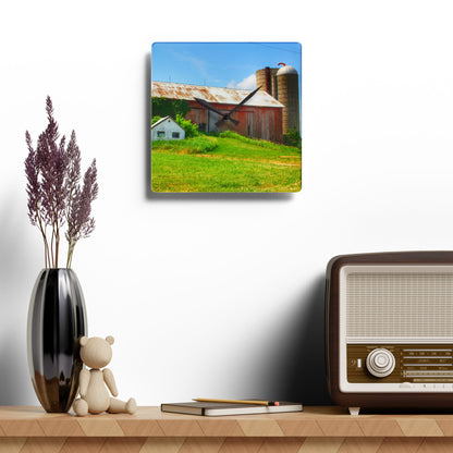 U R There Photography Marlette Red I Rustic Farmhouse Acrylic Analog Wall Clock