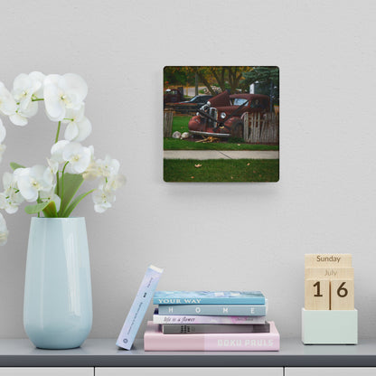 U R There Photography Oak Road Metamora Mechanics Rustic Farmhouse Acrylic Analog Wall Clock