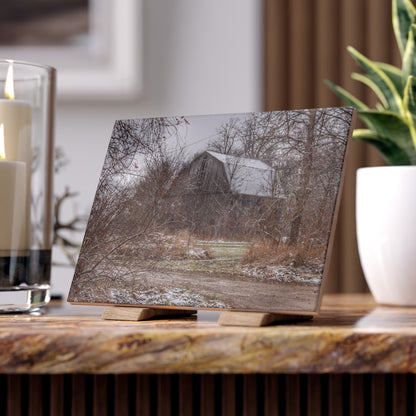 U R There Photography Bishop Road Winter Grey Rustic Farmhouse Decorative Ceramic Tile