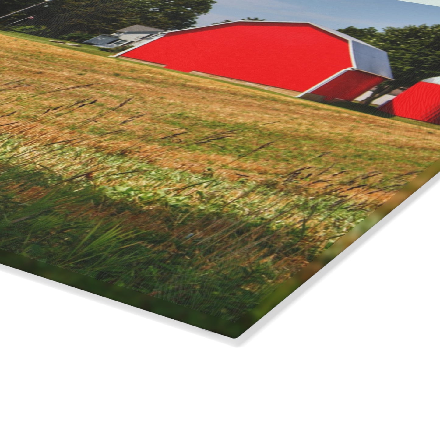 U R There Photography Bristol Road Red and Silo Rustic Farmhouse Tempered-Glass Cutting Board