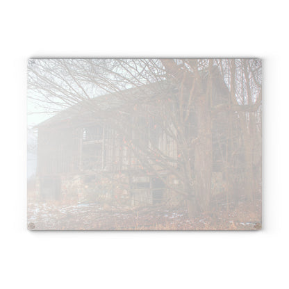 U R There Photography Norway Lake Road Hidden Grey II Rustic Farmhouse Tempered-Glass Cutting Board