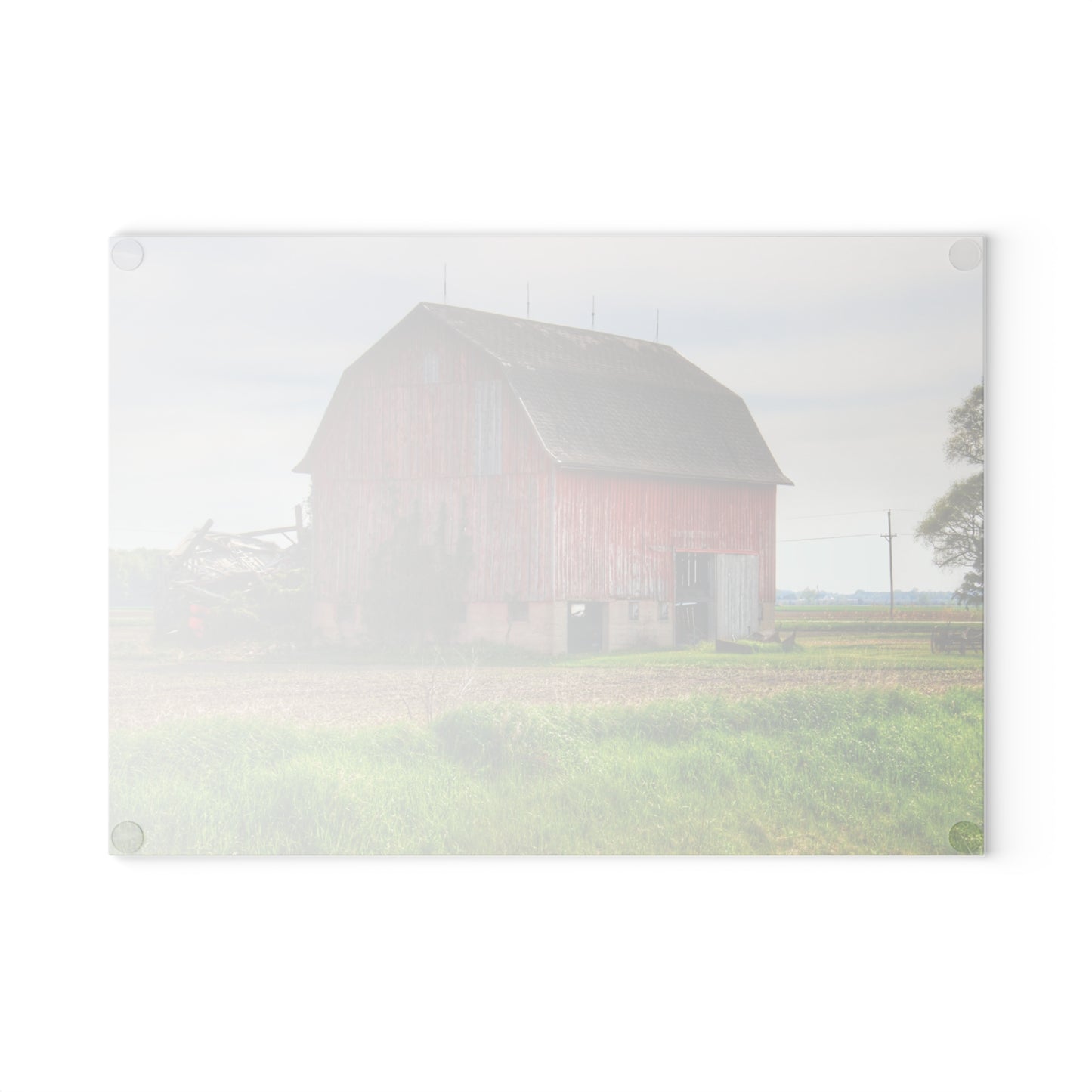 U R There Photography Unionville Elmwood Road Red II Rustic Farmhouse Tempered-Glass Cutting Board