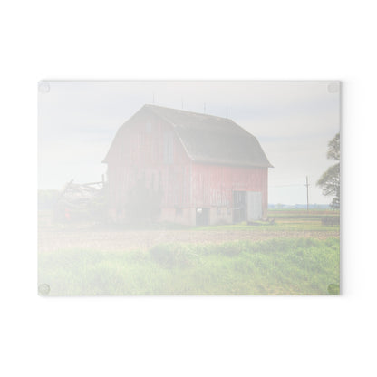 U R There Photography Unionville Elmwood Road Red II Rustic Farmhouse Tempered-Glass Cutting Board